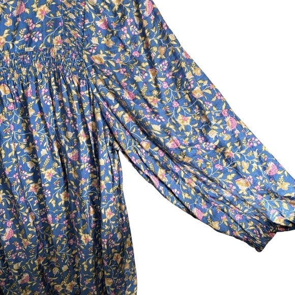 Wonderly Floral Blouse XL Pullover 3/4 Sleeve Smocked Cottagecore Peasant - Picture 5 of 16